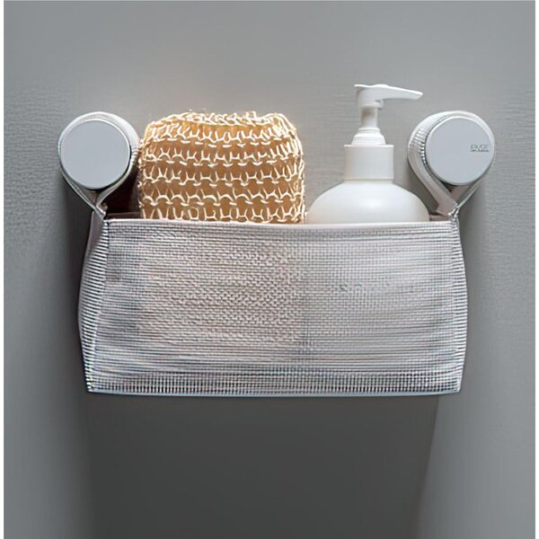 Basket per il contenimento degli oggetti e di prodotti da bagno L 200 mm in tessuto impermeabile, cucito con filo di nylon Tessuto Bianco DOT Bianchi