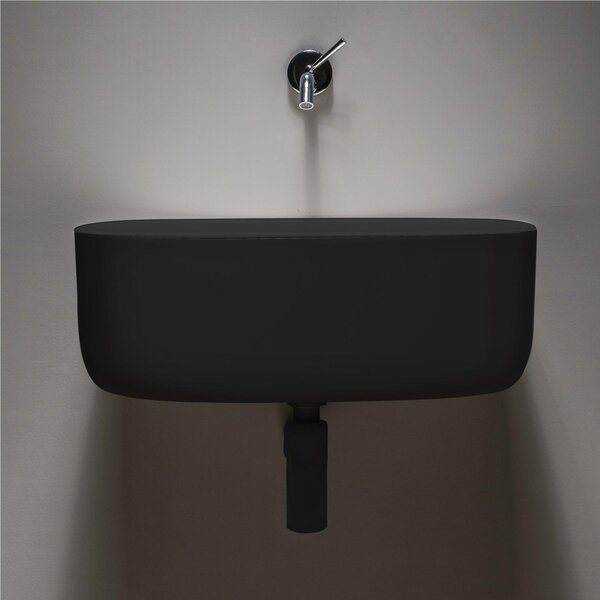 Lavabo in poliuretano morbido Rettangolare BOUNCE Sospeso o da Appoggio Dimensioni 56x34 x h18- Stile Industriale colore Nero