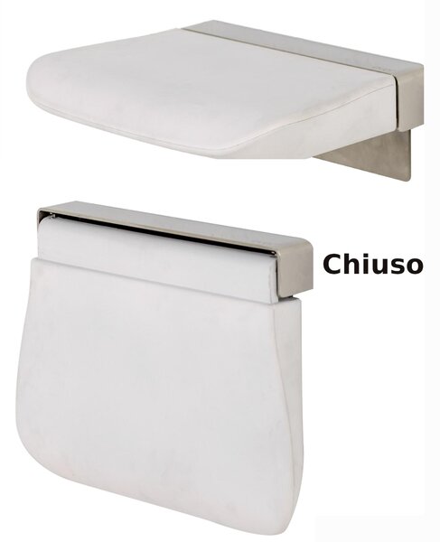 Sgabello Sedile Doccia Tecnologico in poliuretano Ribaltabile 41,6x30,6xh 5 cm - Portata: kg. 150 in poliuretano Morbido Colore Bianco