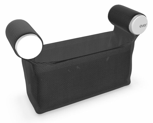 Basket per il contenimento degli oggetti e di prodotti da bagno L 200 mm in tessuto impermeabile, cucito con filo di nylon Tessuto Nero DOT Bianchi