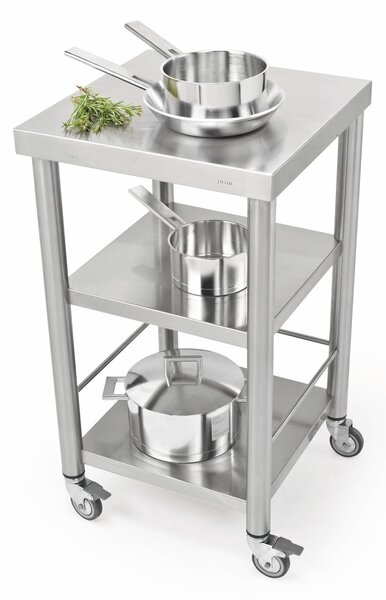 Carrello da cucina in acciaio inox due piani senza cassetti dimensioni 50x50x h 90 cm peso 20 kg con tagliere in acciaio inox