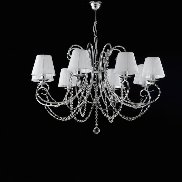 Lampadario Magda 58xMAX 118x�78 cm, Cromo Lucido, Ferro Cromato, 8xE14 - 42 Watt Max