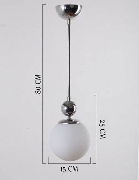 Lampadario argentato con paralume in vetro ø 15 cm Marble – Squid Lighting
