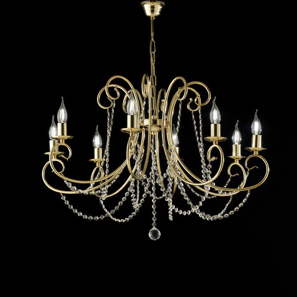 Lampadario Magda in Ferro Dorato 8 Luci, Oro Lucido, 74xH.58-MAX118 cm, 8xE14 - 42W Max