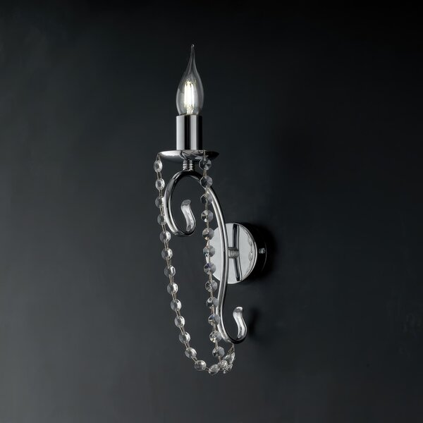 Applique Magda in Ferro Cromato, 1 Luce, 30x8x15 cm, Colore Cromo Lucido, Illuminazione 1xE14 - 42 Watt Max