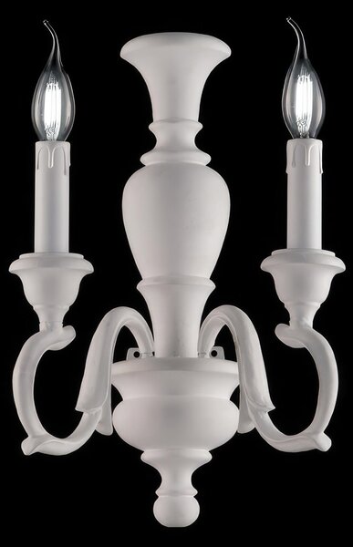 Applique Fiorenza in Legno Bianco Shabby, 18x16xH40 cm, 2xE14 - 42 Watt Max, Colore Bianco Shabby