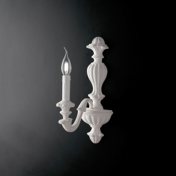 Applique Leonardo in Legno Bianco Shabby 14x24xH40 cm, 1xE14 - 42 Watt Max, Bianco Shabby