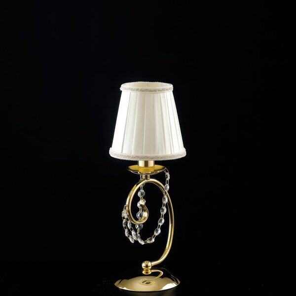 Lumetto Magda in Ferro Dorato 1 Luce con Paralume, �13xH27 cm, Colore Oro Lucido, Illuminazione 1xE14 - 42 Watt Max