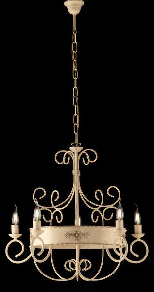 Lampadario Baltimora in Ferro Laccato Avorio Decap�, 60x120x�60 cm, Avorio Oro, 5xE14 - 42 Watt Max