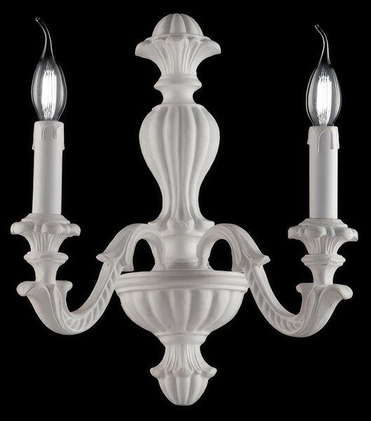 Applique in Legno Bianco Shabby 2 Luci Leonardo, 40x29x19 cm, Colore Bianco Shabby, Illuminazione 2xE14 - 42 Watt Max