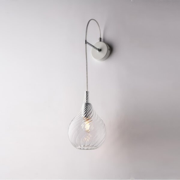 Applique Pluvia in Ferro con Vetro Trasparente Pyrex, 60x14x21 cm, Trasparente, 1xE14 - 42 Watt Max