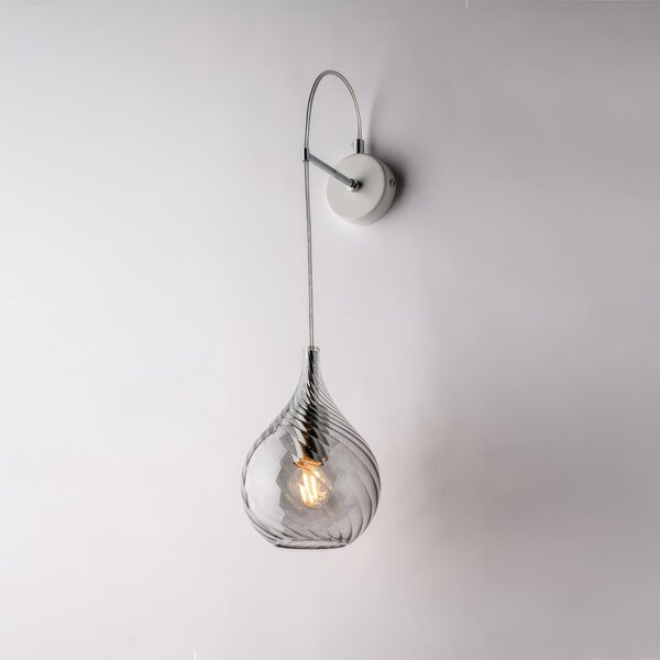 Applique Pluvia in Ferro con Vetro Pyrex Grigio, 60x14x21 cm, 1xE14 - 42 Watt Max - Colore Grigio