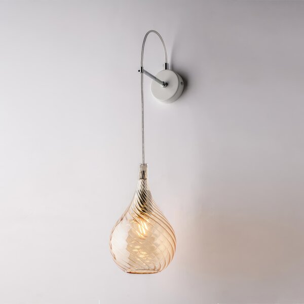 Applique Pluvia in Ferro con Vetro Ambra Pyrex, 60x14x21 cm, Colore Ambra, 1xE14 - 42 Watt Max