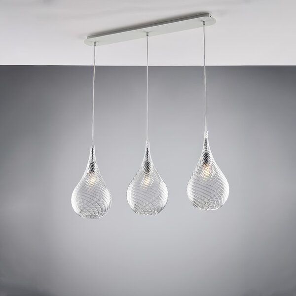 Sistema a Binario Pluvia 75x10xH41 cm, Trasparente, Ferro con Vetri Pyrex, Illuminazione 3xE27 - 55W Max