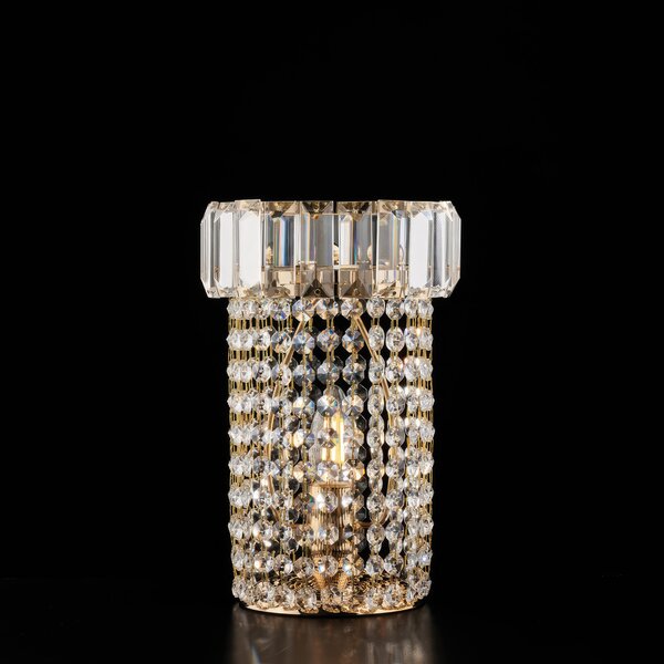 Lumetto Vladimir in Ferro e Ottone Dorato con Strass, 27x�18 cm, Oro Lucido, 1xE14 - 42 Watt Max