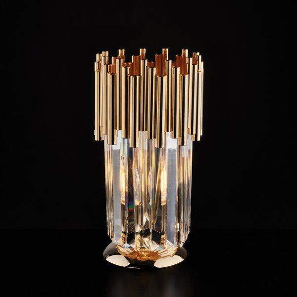 Lumetto in Ferro Dorato con Strass Ravel 30x�16 cm, Oro Lucido, 1xE14 - 42 Watt Max