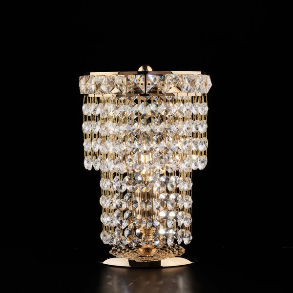 Lumetto Wagner in Ferro e Ottone Dorato con Strass, �16xH24 cm, Oro Lucido, Illuminazione 1xE14 - 42 Watt Max