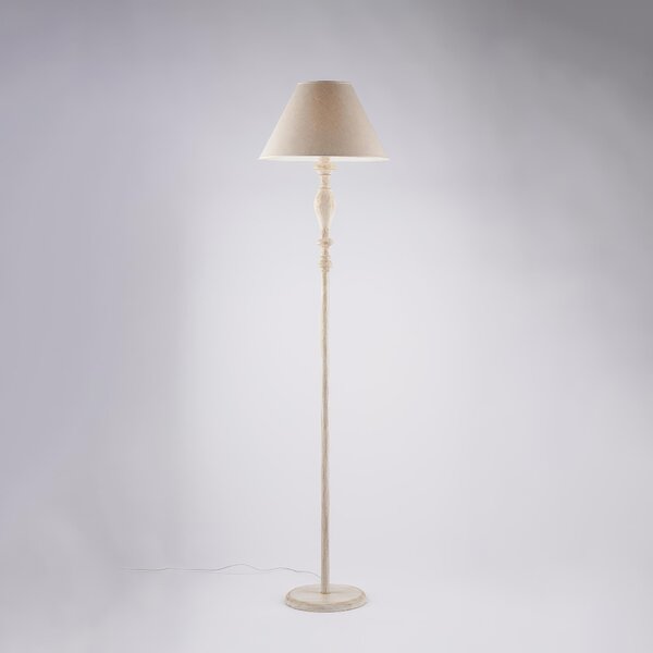 Piantana Cascina H183 - �45 cm, Bianco Tortora, in Legno e Ferro, 1xE27 - 55 Watt Max