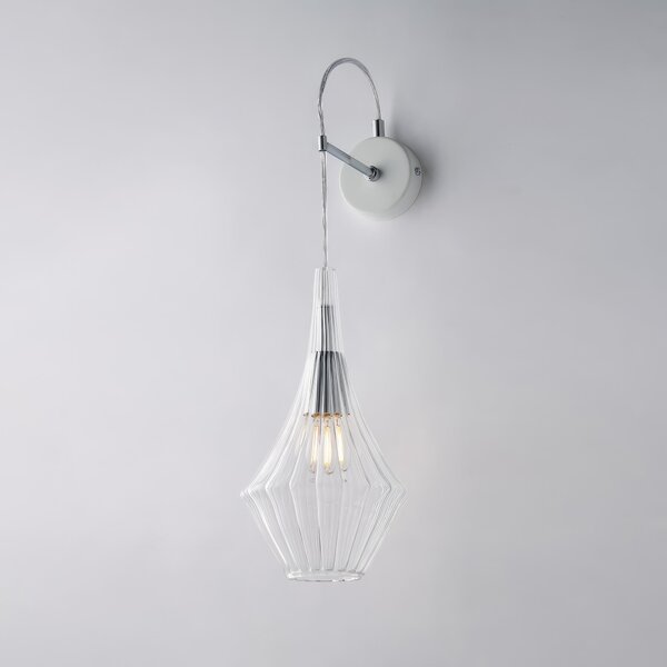 Applique in Ferro con Vetro Trasparente Pyrex Zeus 64x14x21 cm, Trasparente, 1xE14 - 42 Watt Max