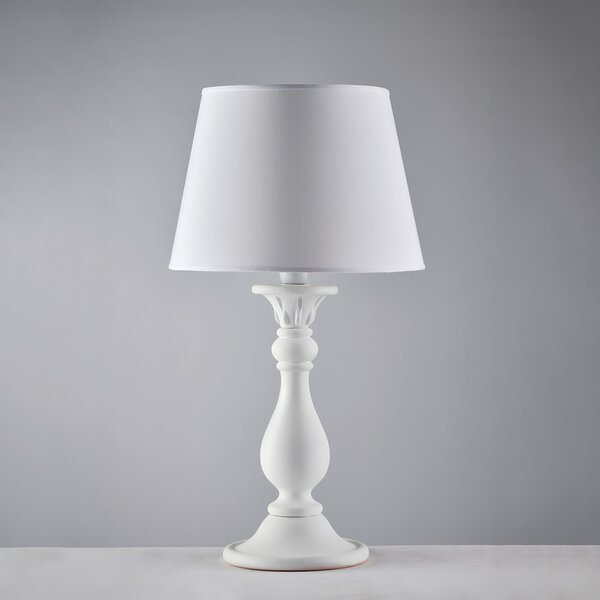 Lume Lucca in Legno Bianco Shabby �35xH60 cm, 1xE27 - 55 Watt Max