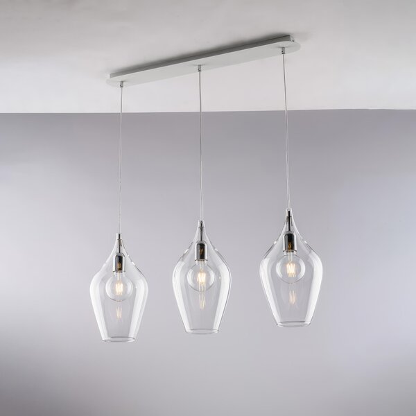 Sistema a binario Ares in ferro con vetri Pyrex trasparenti, 75x10xH41 - MAX 141 cm, illuminazione 3xE27 - 55 Watt Max, colore Trasparente
