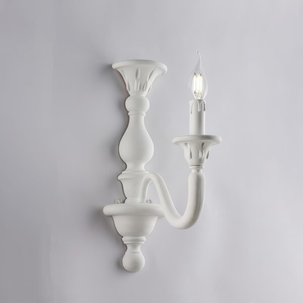 Applique Shabby in Legno Bianco Lucca 41x13x26 cm, Bianco Shabby, 1xE14 - 42 Watt Max
