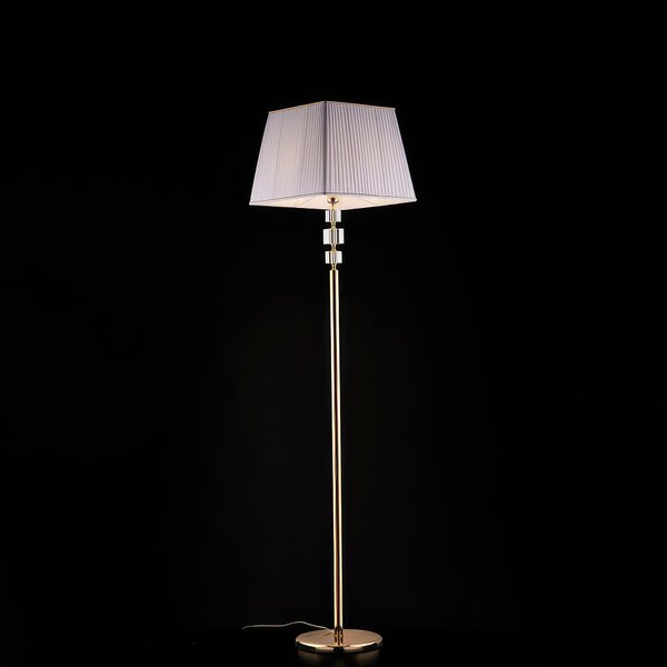 Piantana Franz in Oro e Cristallo, 1 Luce con Paralume �45 x H180 cm, Colore Cristallo Oro Lucido, Illuminazione 1xE27 - 55 Watt Max