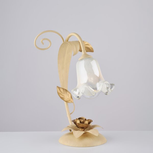 Lumetto Cesto in Ferro Laccato Avorio Decape, �25xH34 cm, Avorio Oro, 1xE14 - 42 Watt Max