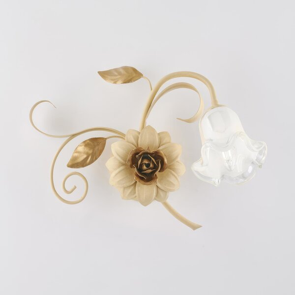 Applique Cesto in Ferro Laccato Avorio Decap� 1 Luce, Dimensioni 40x36x22 cm, Colore Avorio Oro