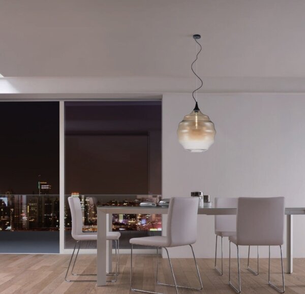 Redo 01-1844 - Lampadario a sospensione con filo SLAG 1xE27/42W/230V diametro 40 cm beige