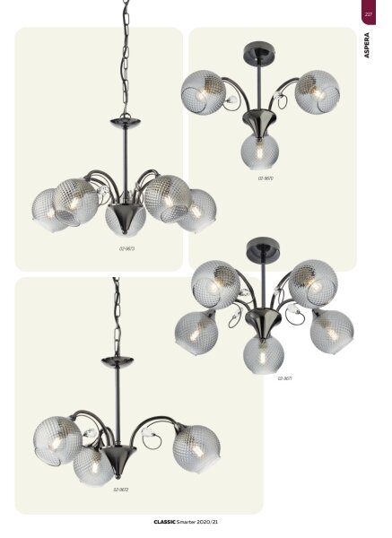 Redo 02-973 - Lampadario a sospensione con catena ASPERA 5xE14/28W/230V nero