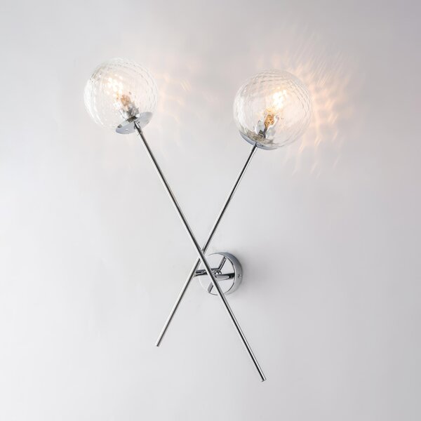 Applique Demetra in Ferro Cromo Lucido, 62x33x18 cm, 2xE14 - 42 Watt Max, Cromo Lucido
