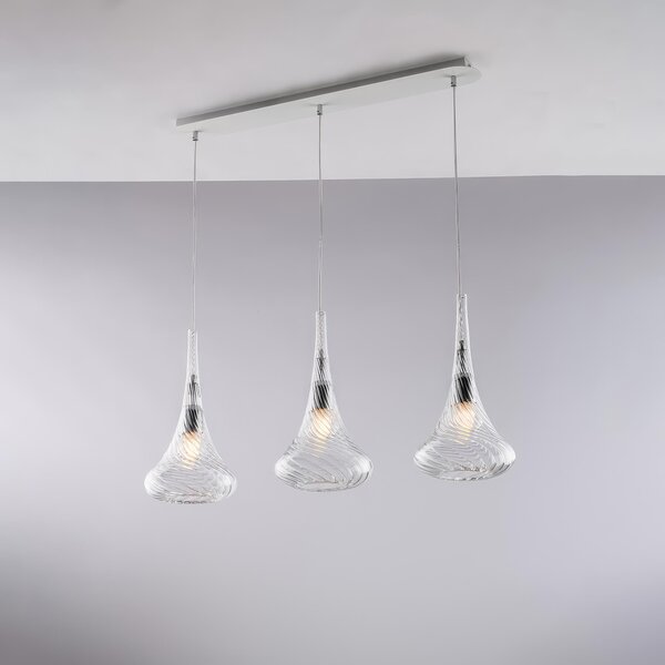Sistema a Binario Nemesi H.41 - MAX 141 - L.75 X 10, Trasparente, Vetro Pyrex con 3 Luci E27 - 55 Watt Max