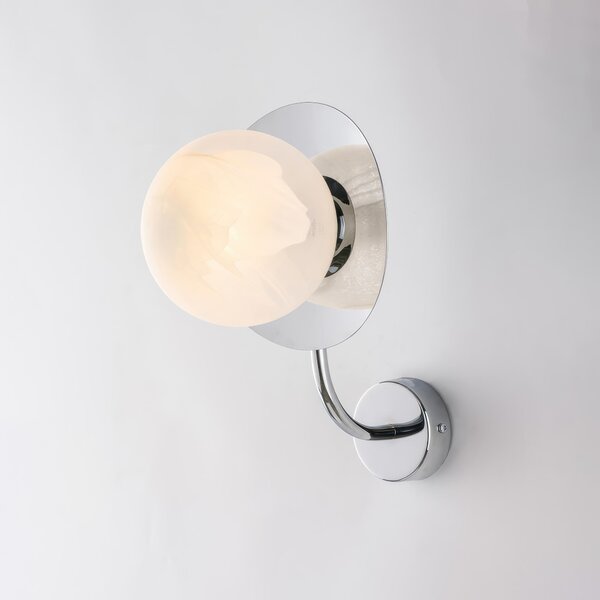 Applique Selene in Ferro Cromo Lucido, 28x16xh26 cm, 1xE14 - 42 Watt Max, Colore Cromo Lucido