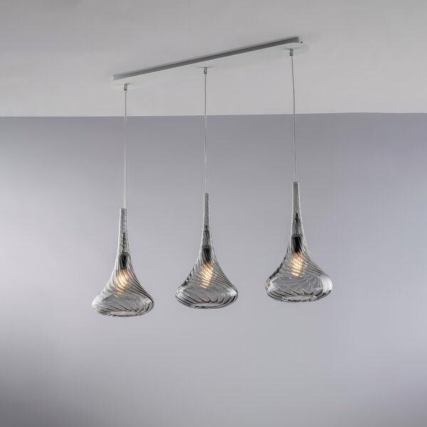Sistema a binario Nemesi in ferro con vetri Pyrex, 75x10xH41 - MAX 141 cm, 3xE27 - 55 Watt Max, Grigio