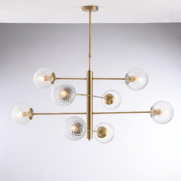 Sospensione Demetra in Ferro Bronzato Spazzolato, 8 Luci, �103xH.82-108 cm, Colore Bronzato, 8xE14 - 42W Max