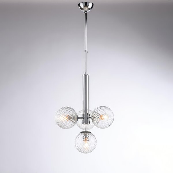 Sospensione Armonia in Ferro Cromo Lucido, H87-MAX 110 x �32 cm, 4xE14 - 42 Watt Max, Cromo Lucido