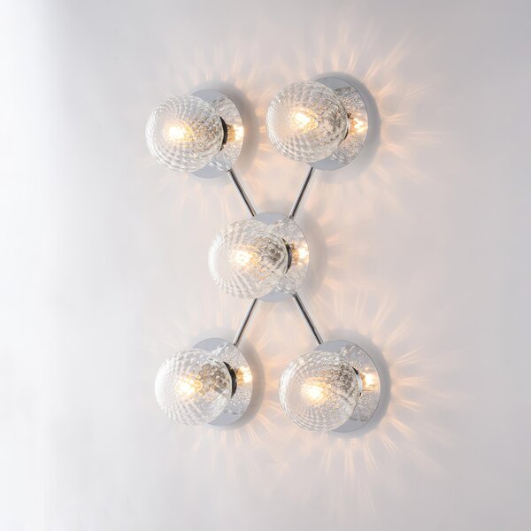 Plafoniera Armonia in Ferro Cromo Lucido, dimensioni 62x42xH17 cm, illuminazione 5xE14 - 42 Watt Max, colore Cromo Lucido