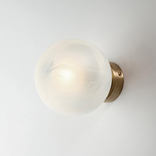 Applique Olaf in Ferro Cromo Nero 1 Luce con Sfera �14 cm, Colore Bronzato, Illuminazione 1xE14 - 42 Watt Max, Dimensioni 14x14xH17 cm