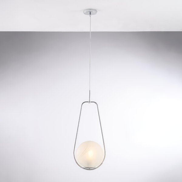 Sospensione Afrodite in Ferro Cromato, Cromo Lucido, 1xE27 - 55 Watt Max, �24xH59 - MAX 159 cm