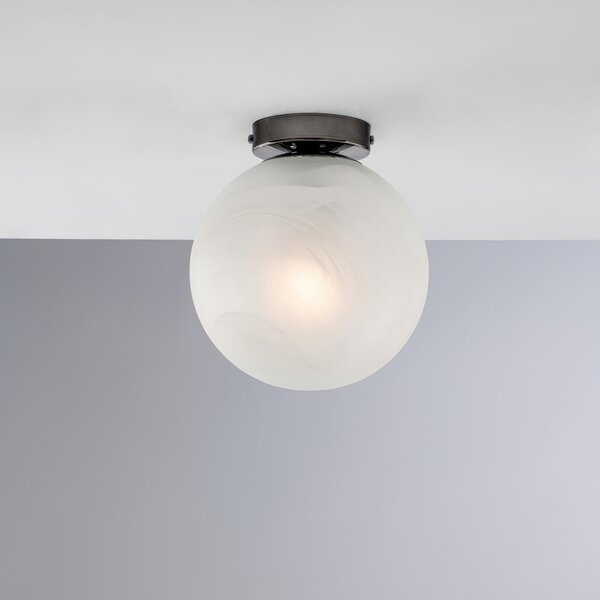 Plafoniera Olaf in Ferro Bronzato, �20xH23 cm, Cromo Nero, 1xE27 - 55 Watt Max