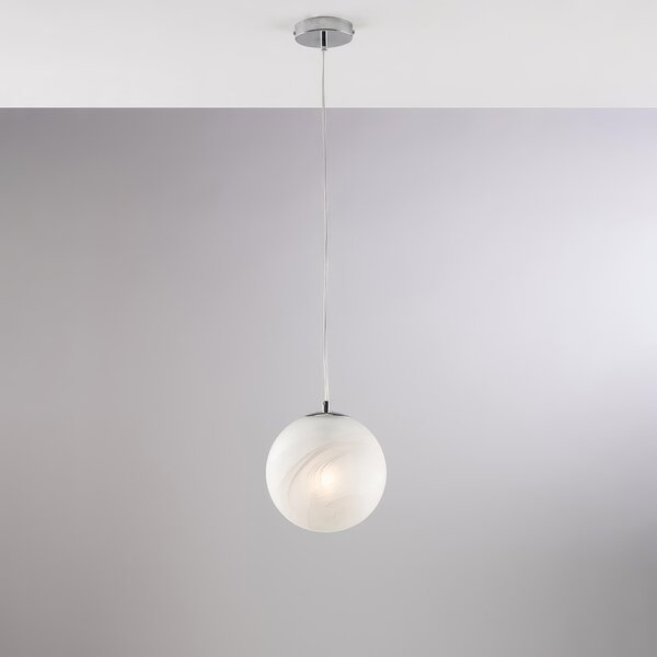 Sospensione Olaf in Ferro Cromato, 1 Luce, Cromo Lucido, �20xH.30 - MAX 130 cm