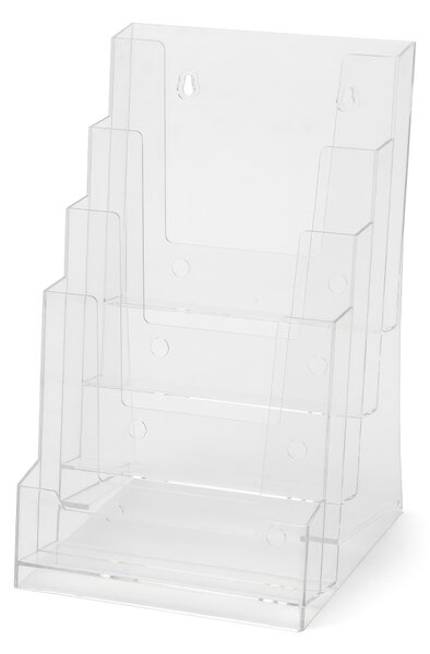 Porta depliant da banco e da parete linea SCRITTO La linea scritto � pensata per banconi, scrivanie, tavoli 4 tasche formato A5 in stirene Trasparente