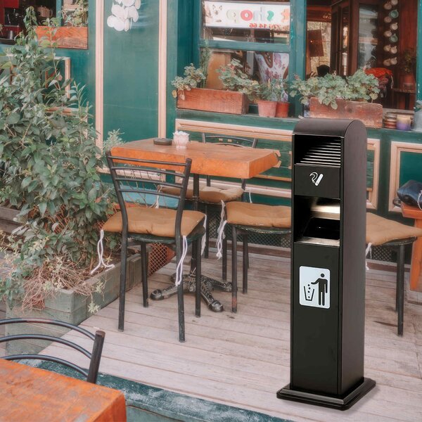 Cestino a colonna con posacenere dimensioni 330x30x h 1190 mm peso 19 kg bidone interno 14 L griglia spegni-sigaretta nella parte superiore uso interno/esterno nero opaco