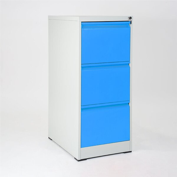Cassettiera porta documenti con 3 cassetti e serratura Dimensioni 460x620x h 1023 mm Struttura in metallo verniciato - Piedini antiscivolo - finitura Blu