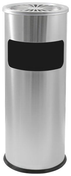 Cestino con posacenere - forma cilindrica - dimensioni �24,7x60,2 cm, peso 3 kg bidone interno 10 L con maniglia per lo svuotamento colore nero