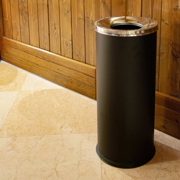 Cestino rotondo nero con foro 25x h 61 cm dimensioni �25,8 x 60 cm, peso 4,5 kg bidone interno 18 L con maniglia per lo svuotamento per uso interno ed esterno nero