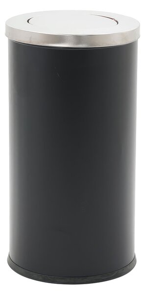 Cestino con posacenere forma Cilindrica, dimensioni �38,5x h71,7 cm, peso 8 kg bidone interno 50 L - coperchio basculante con rotazione a 360 gradi per uso interno od esterno nero