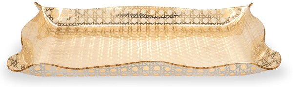 Vassoio da tavola portabicchieri, Dolci Portata SMALL Plexiglass Gold Paglia di Vienna Linea DRAPPEGGI, 41x31 h 5 cm - 0,25 kg Colore Oro
