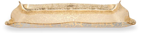 Vassoio da tavola portabicchieri, Dolci Portata BIG Plexiglass LEAVERS GOLD Linea DRAPPEGGI PIZZO , 55x32 h 5 cm - 0,5 kg Colore Oro